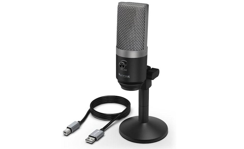 FIFINE USB Computer Microphone for Recording  Video Voice Over  Vocals for Mac & PC, Condenser Mic with Gain Control for Home Studio, Plug  